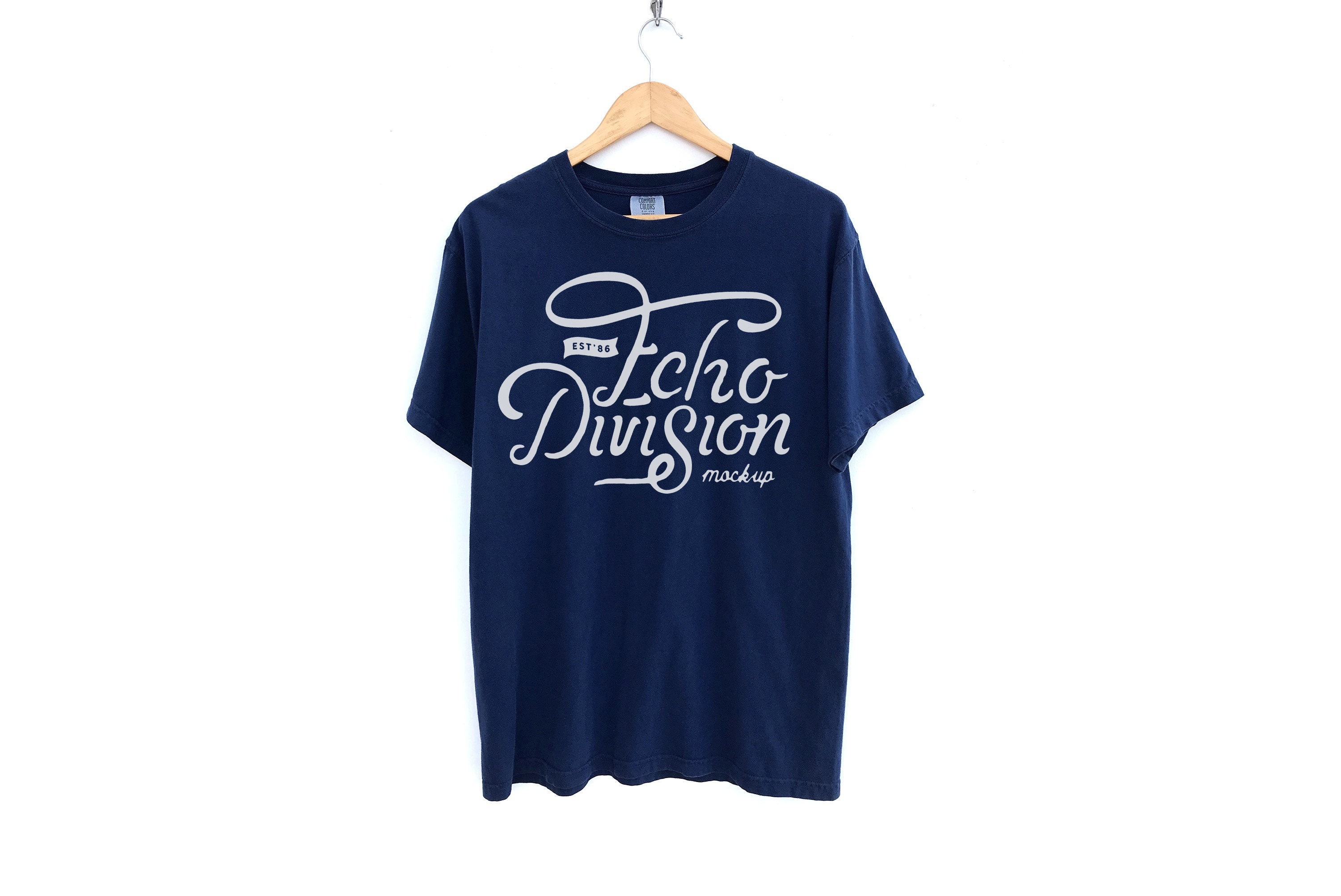 Download Hanging Shirt Mockup Comfort Colors True Navy Garment Etsy
