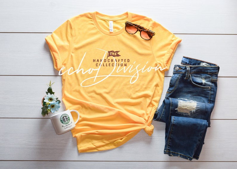 Download Shirt Mockup Bella canvas 3001 Shirt Heather Yellow Gold ...