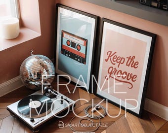 Maqueta de doble marco - Exhibición de arte de sala de música retro - Marcos de maqueta de obra de arte DIN A