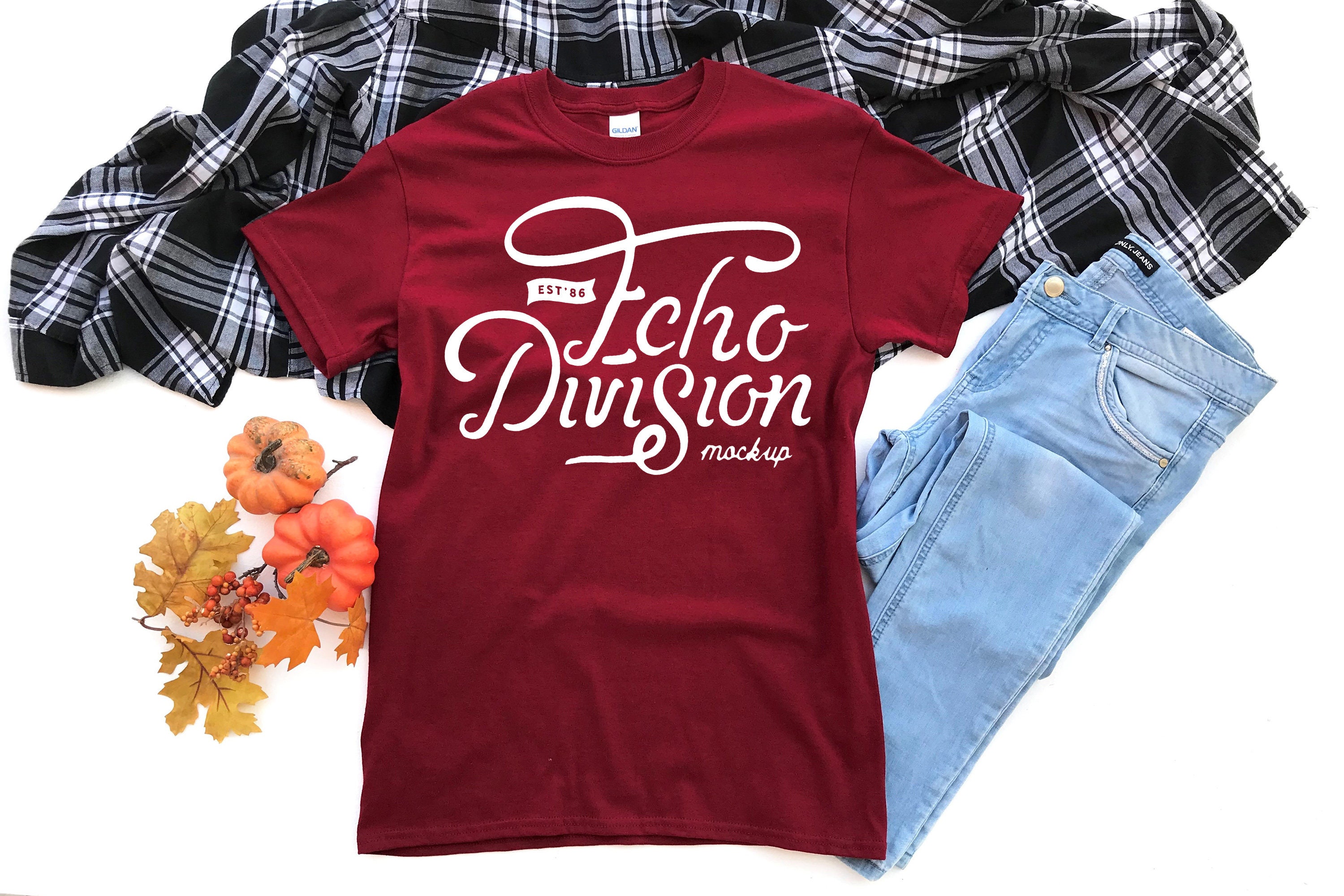 Download Fall Shirt Mockup Gildan Heavy Cotton T-Shirt 5000 | Etsy