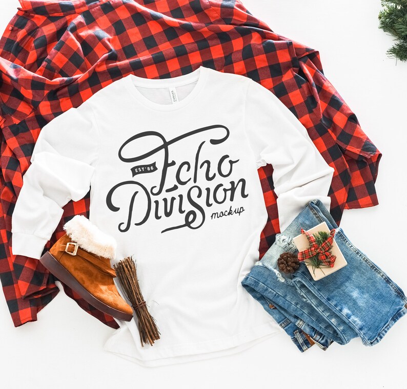 Download Christmas Mockup Bella Canvas Long Sleeve Jersey Tee | Etsy