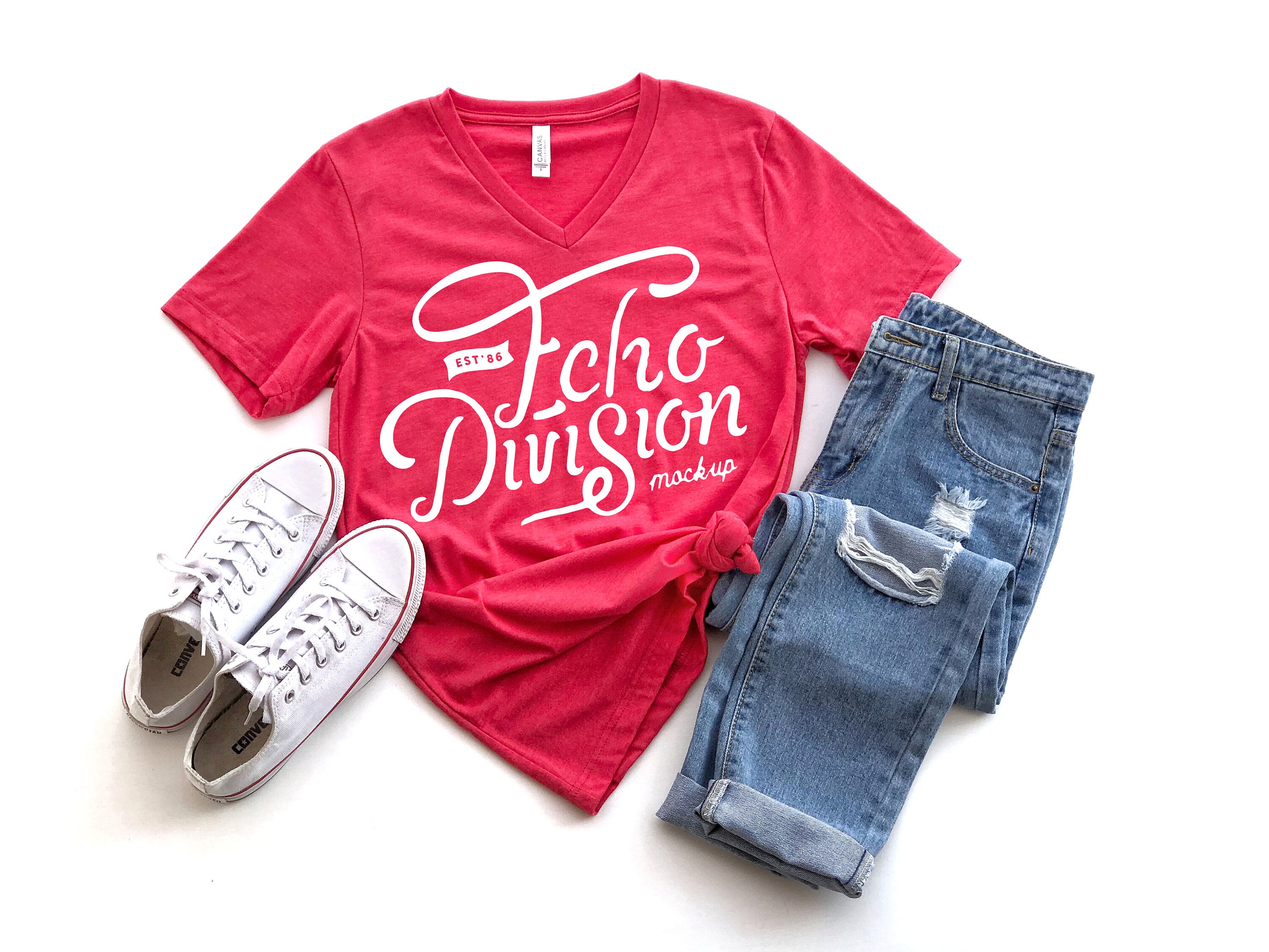 Download Shirt Mockup Bella Canvas 3005 Shirt Heather Red Outfit Etsy