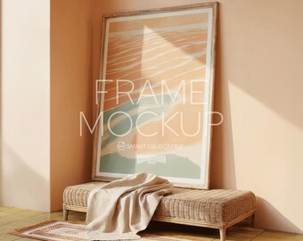 Vertical Wood Frame Mockup | Large Poster PSD Template | Minimalist Decor – DIN A Artwork Mockup Frames