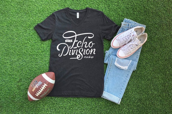 Shirt Mockup Bella Canvas 3005 V Neck Shirt Black Heather Etsy