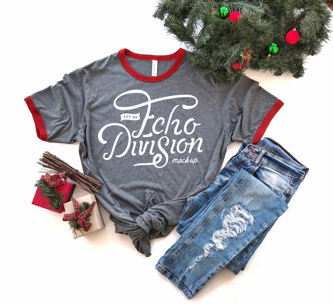 Bella Canvas 3055 Deep Heather/ Cardinal Men's Jersey Short-sleeve ...