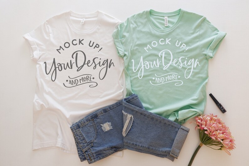 Download Couple Shirt Mockup Bella Canvas 3001 Shirt White | Etsy