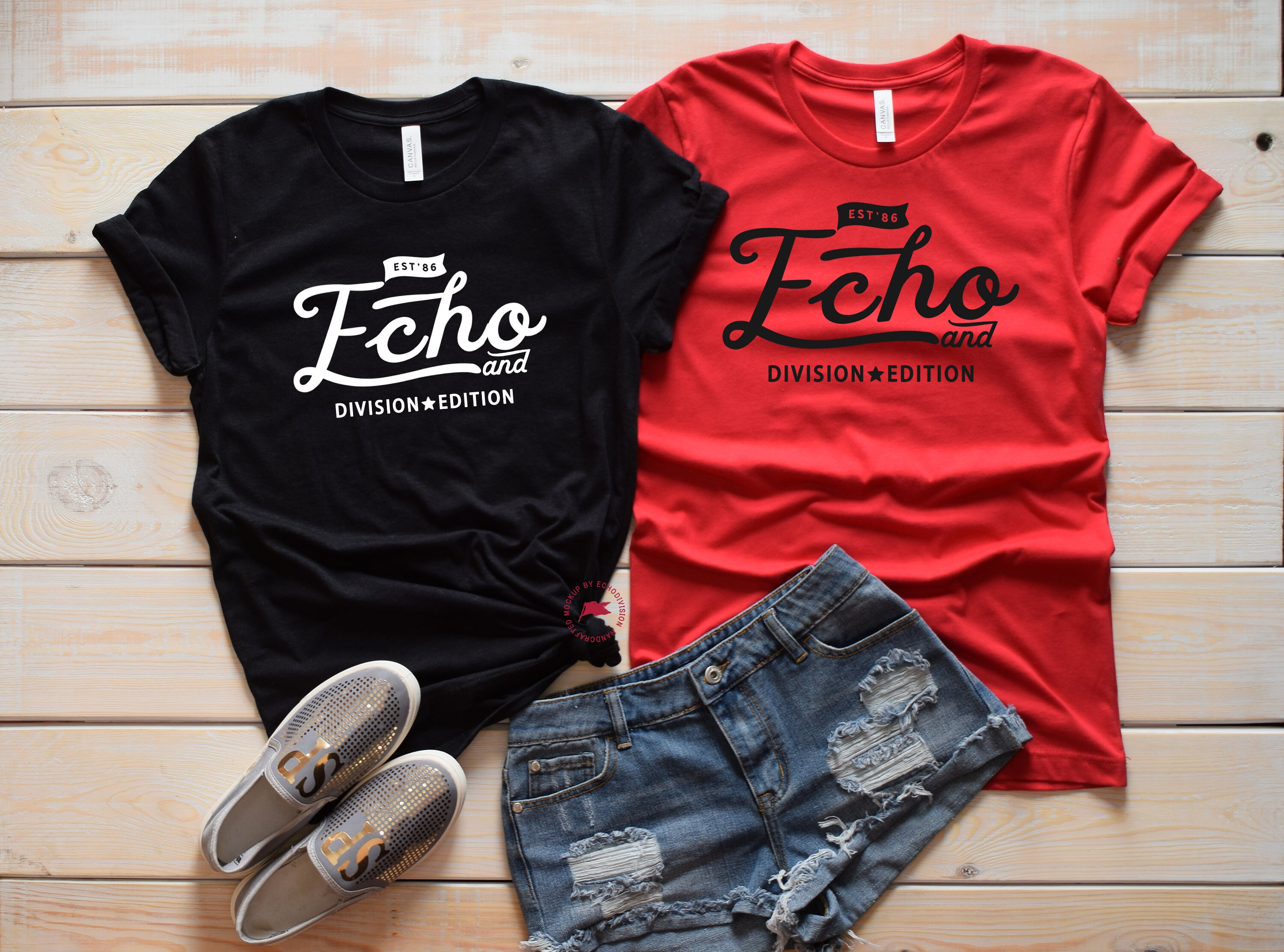 Download Couple Shirt Mockup Bella Canvas 3001 Shirt Heather Black ...