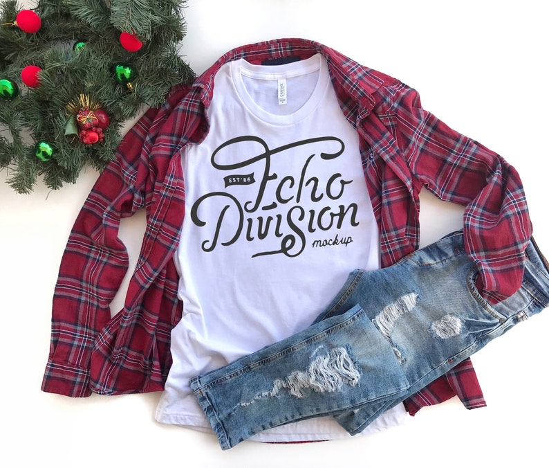 Christmas Mockup Bella Canvas 3001 White TShirt Mockup Etsy