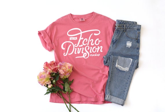 Shirt Mockup Comfort Colors Crunchberry Garment Dyed Etsy