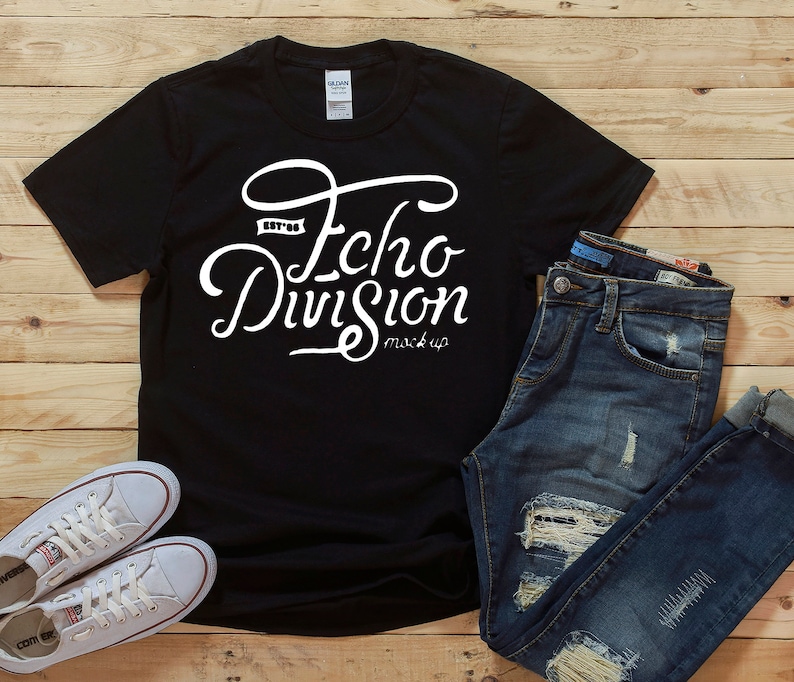 Download Shirt Mockup Gildan Softstyle T-Shirt 64000 Black | Etsy