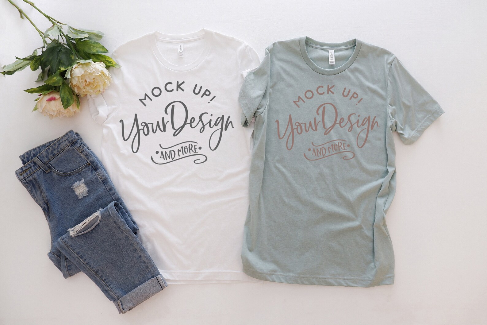 Download Couple Shirt Mockup Bella Canvas 3001 Shirt White | Etsy