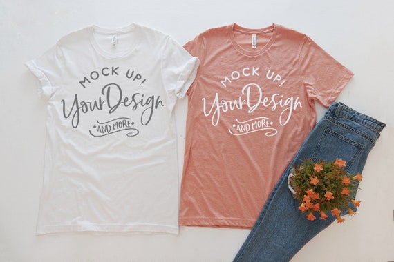 Couple Shirt Mockup Bella Canvas 3001 Shirt White Etsy