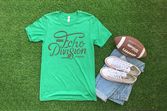 Shirt Mockup Bella Canvas 3001 Shirt Heather Kelly Green Etsy