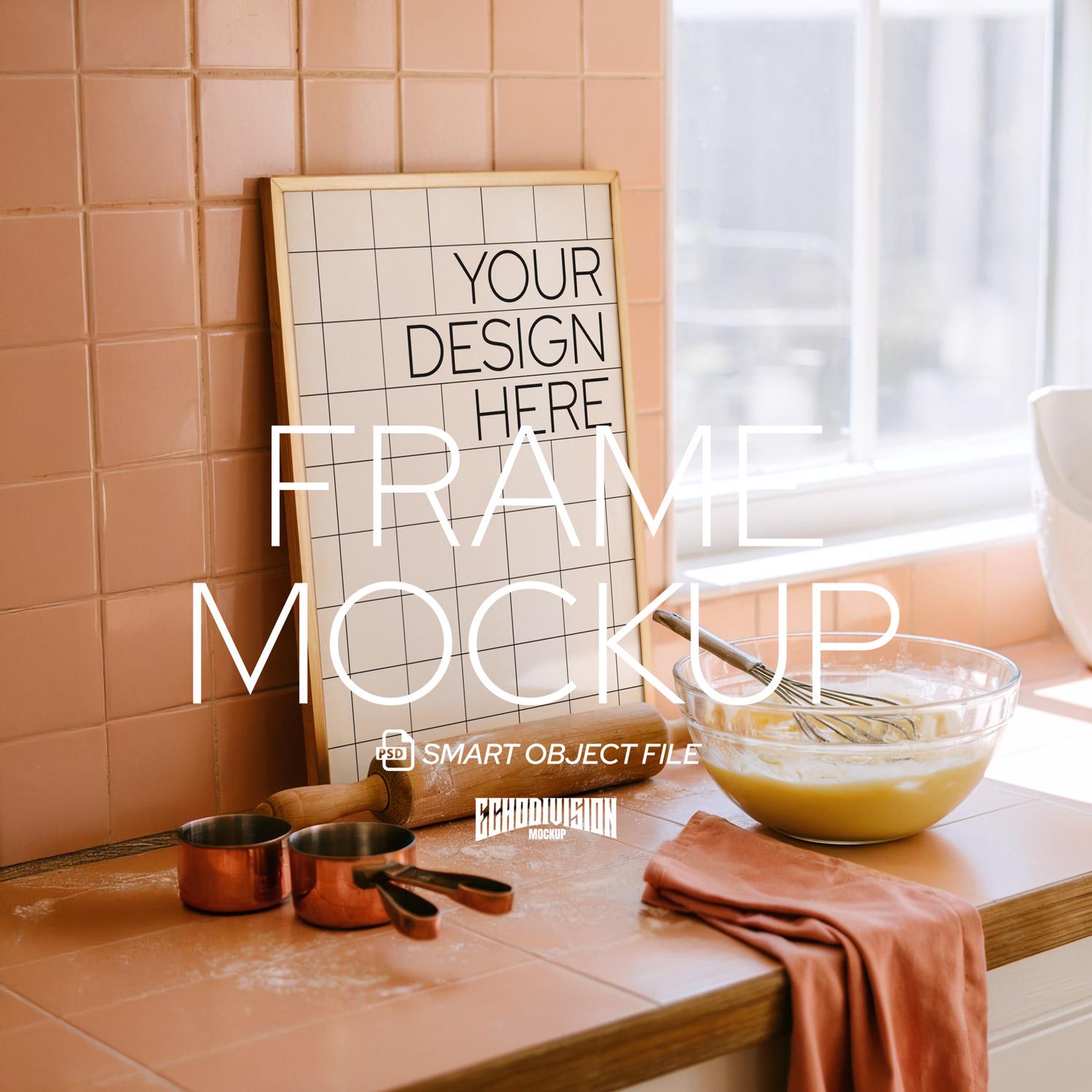 Rustic Baking Frame Mockup - Kitchen Art Display PSD – DIN A Artwork ...