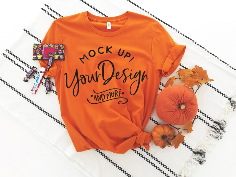 Download Fall Shirt Mockup Bella Canvas 3001 Burnt Orange T-Shirt ...