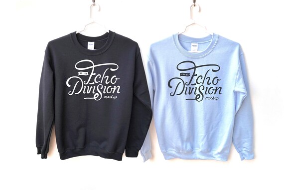 Couple Sweatshirt Mockup Gildan Black Light Blue Etsy