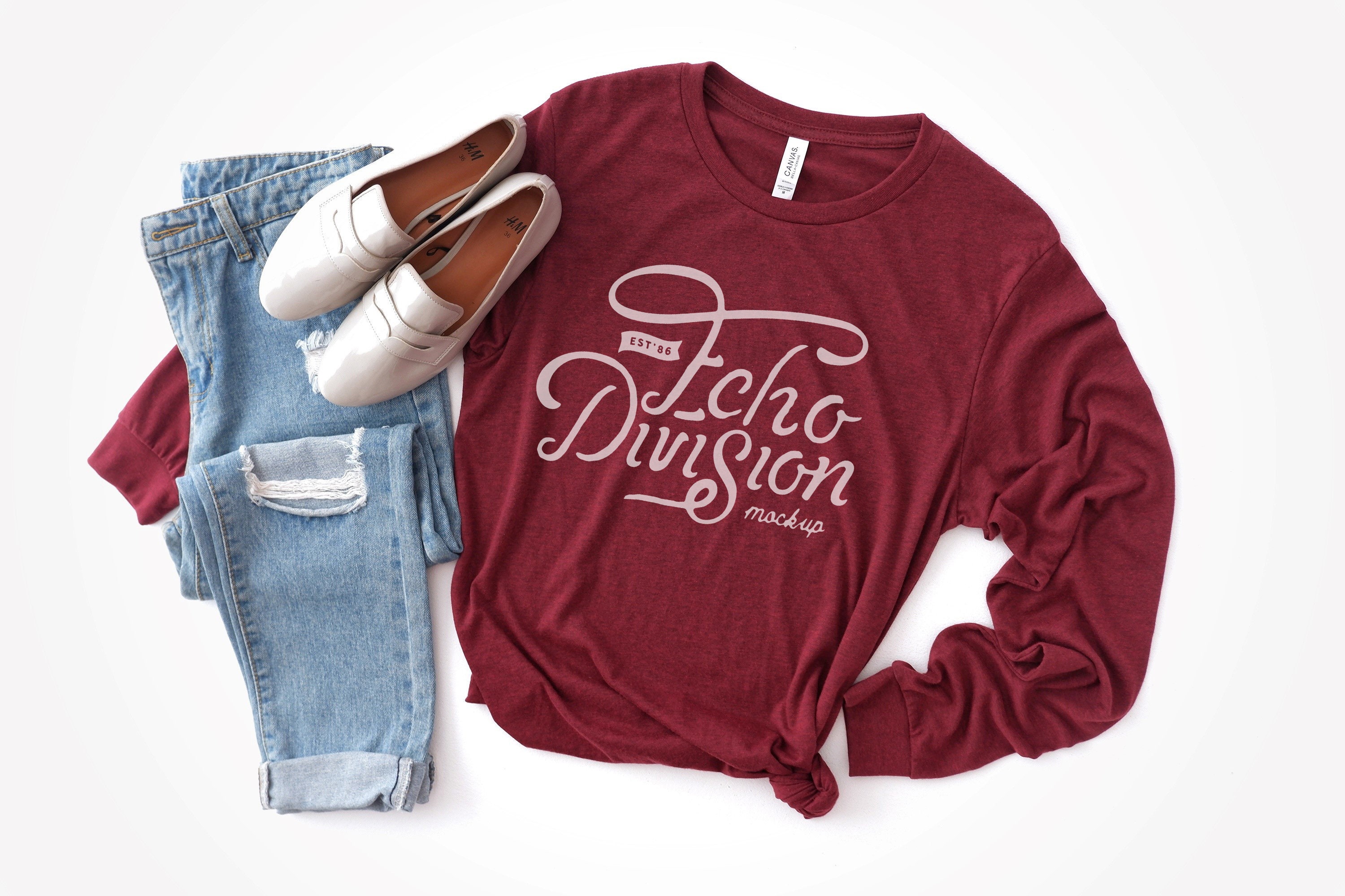 Download Fall Shirt Mockup Bella Canvas Long Sleeve Jersey Tee | Etsy