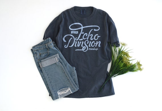 Shirt Mockup Comfort Colors Denim Garment Dyed Etsy