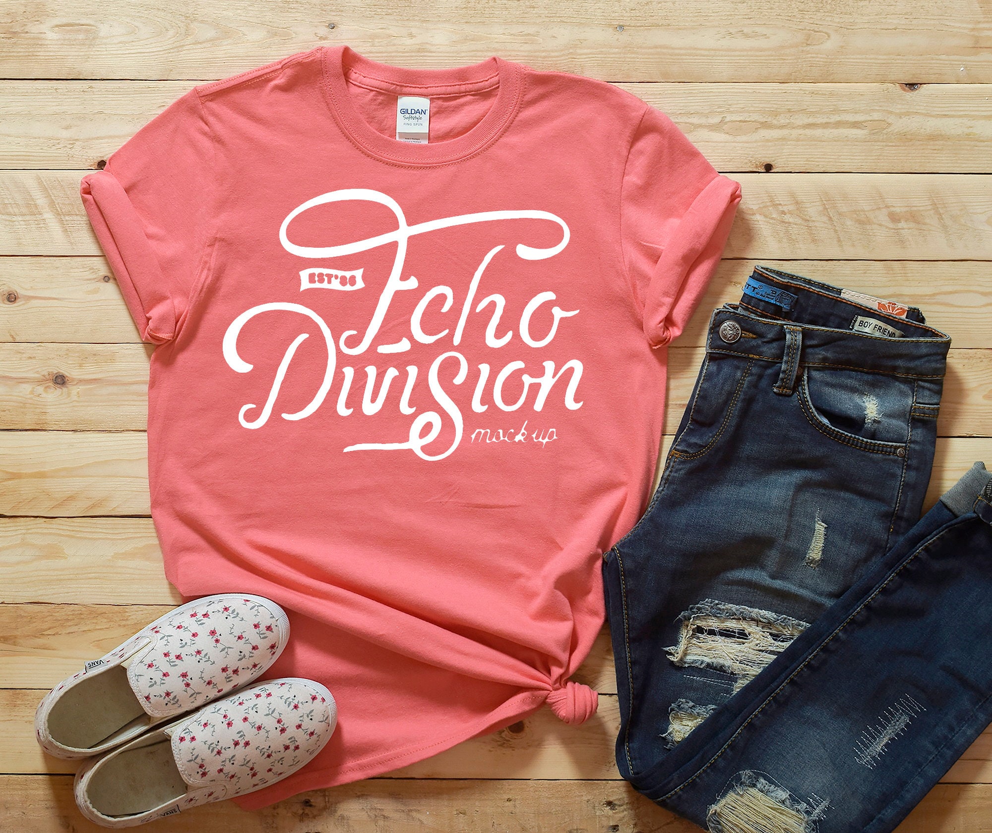 gildan coral silk t shirt
