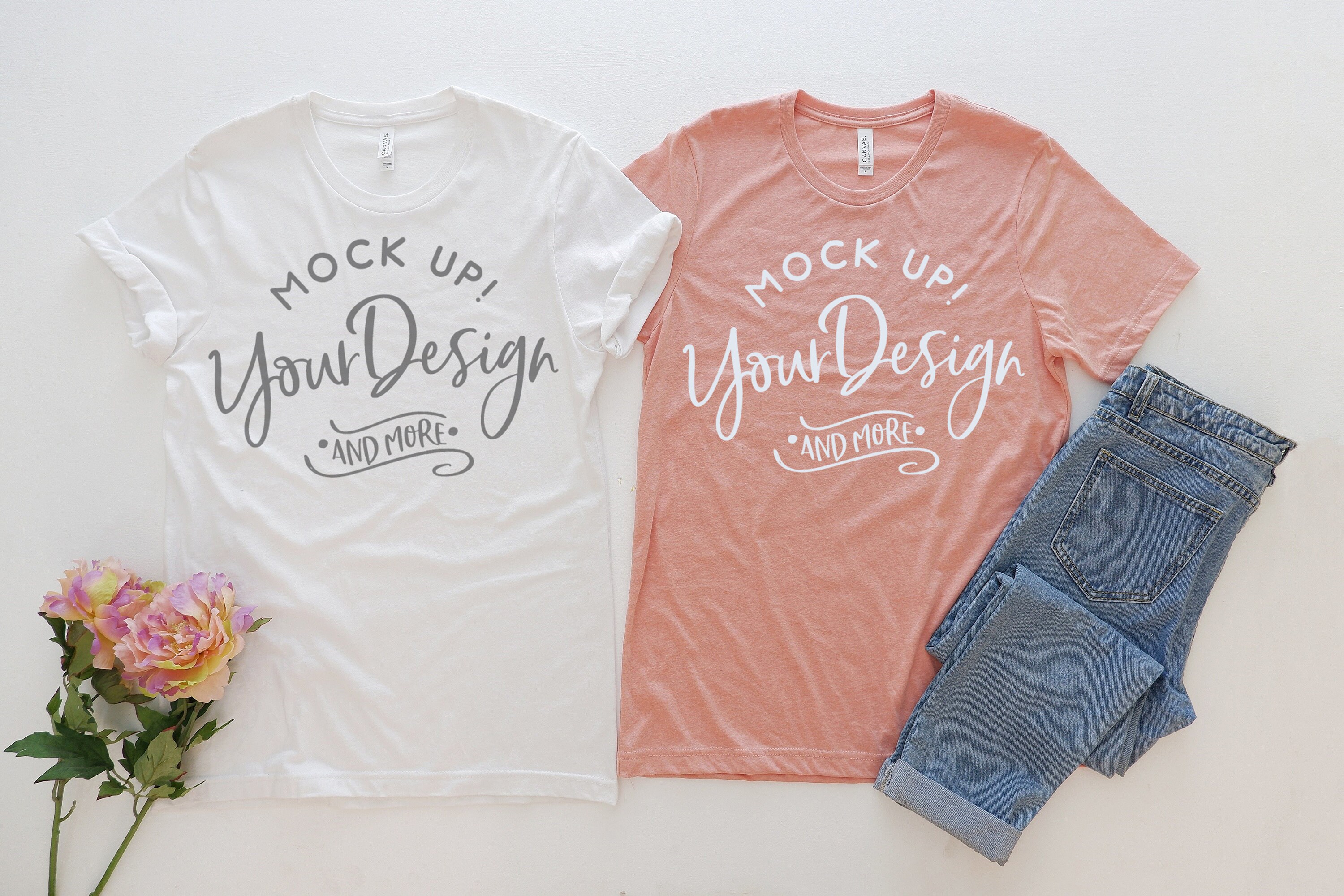 Download Couple Shirt Mockup Bella Canvas 3001 Shirt White | Etsy
