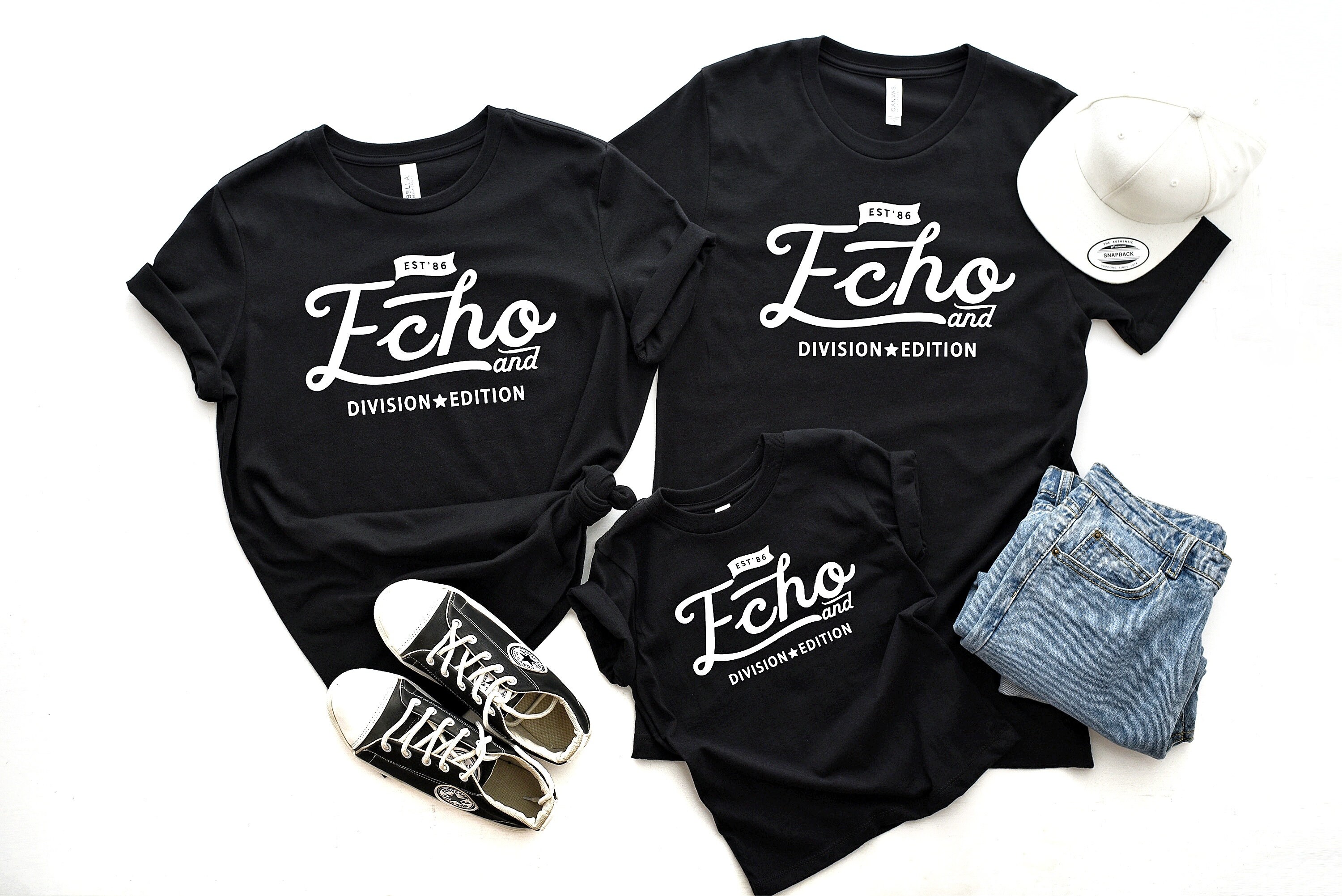 Family Mockup Bella Canvas 3001 Shirt Black 3001T Black Etsy