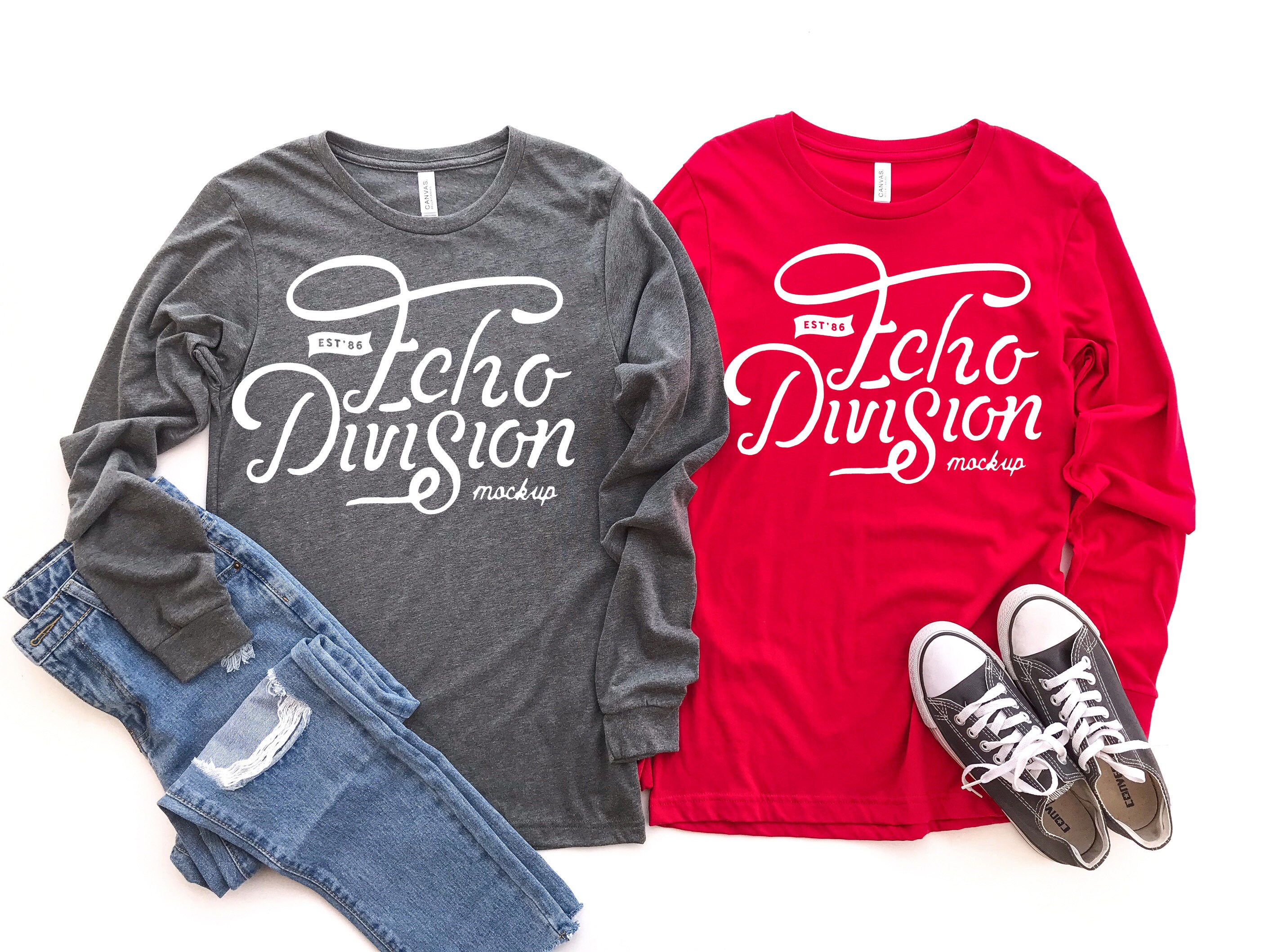 Download Fall Shirt Mockup Bella Canvas Long Sleeve Jersey Tee Etsy