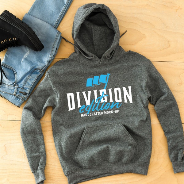 Hoodie mockup - Gildan mockup - 18500 mockup - Graphite Heather hoodie mockup - flat lay - photography