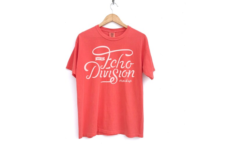 Download Hanging Shirt Mockup Comfort Colors Bright Salmon | Etsy