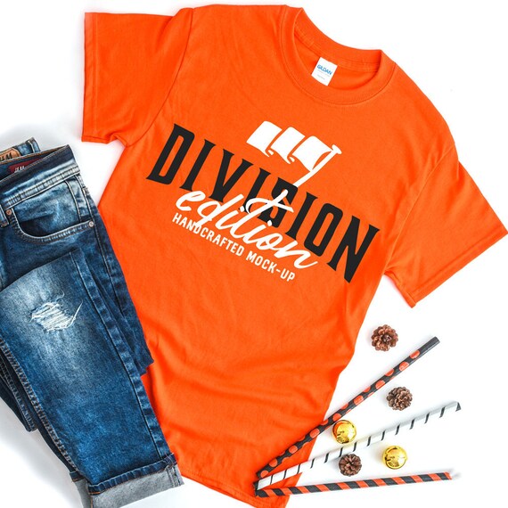 Shirt Mockup Gildan Heavy Cotton T Shirt 5000 Orange Etsy