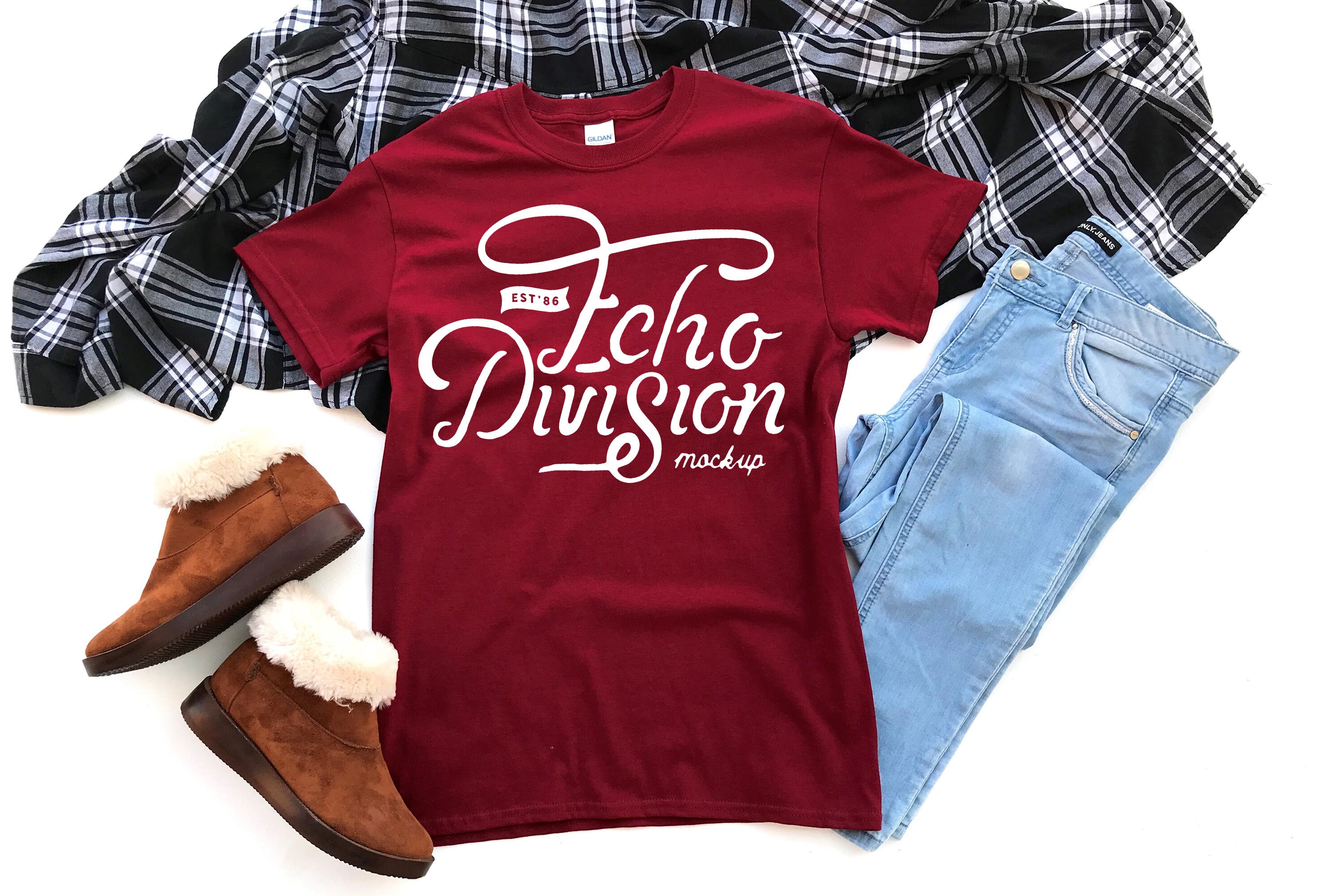 Download Fall Shirt Mockup Gildan Heavy Cotton T-Shirt 5000 | Etsy