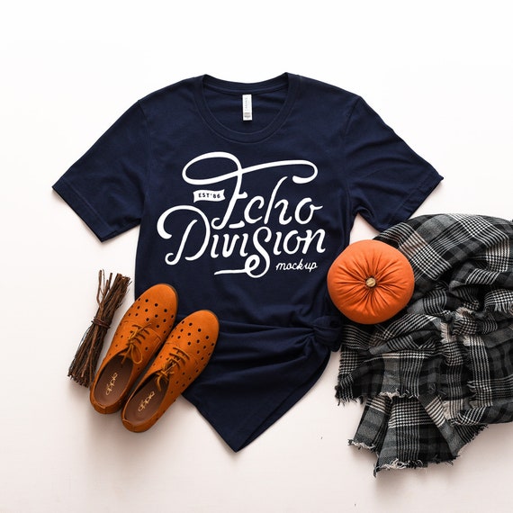 Fall Shirt Mockup Bella Canvas 3001 Navy T Shirt Mockup Etsy