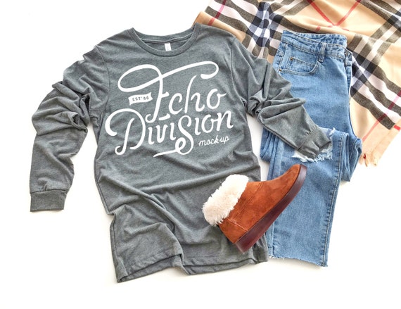 Fall Shirt Mockup Bella Canvas Long Sleeve Jersey Tee Etsy