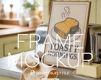Retro Kitchen Frame Mockup: Farmhouse Wall Art Display (PSD File)