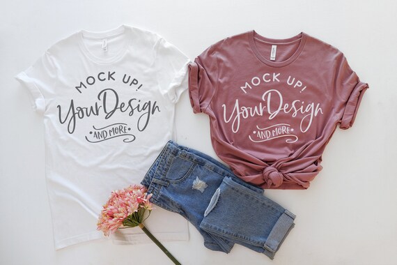 Couple Shirt Mockup Bella Canvas 3001 Shirt White Etsy