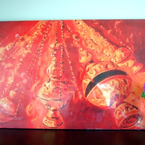 Holy Smoke stretched canvas print with black sides 30&quot;x20&quot; Orthodox Artworks Carolyn Hodges censer abstract painting home decor wall art
