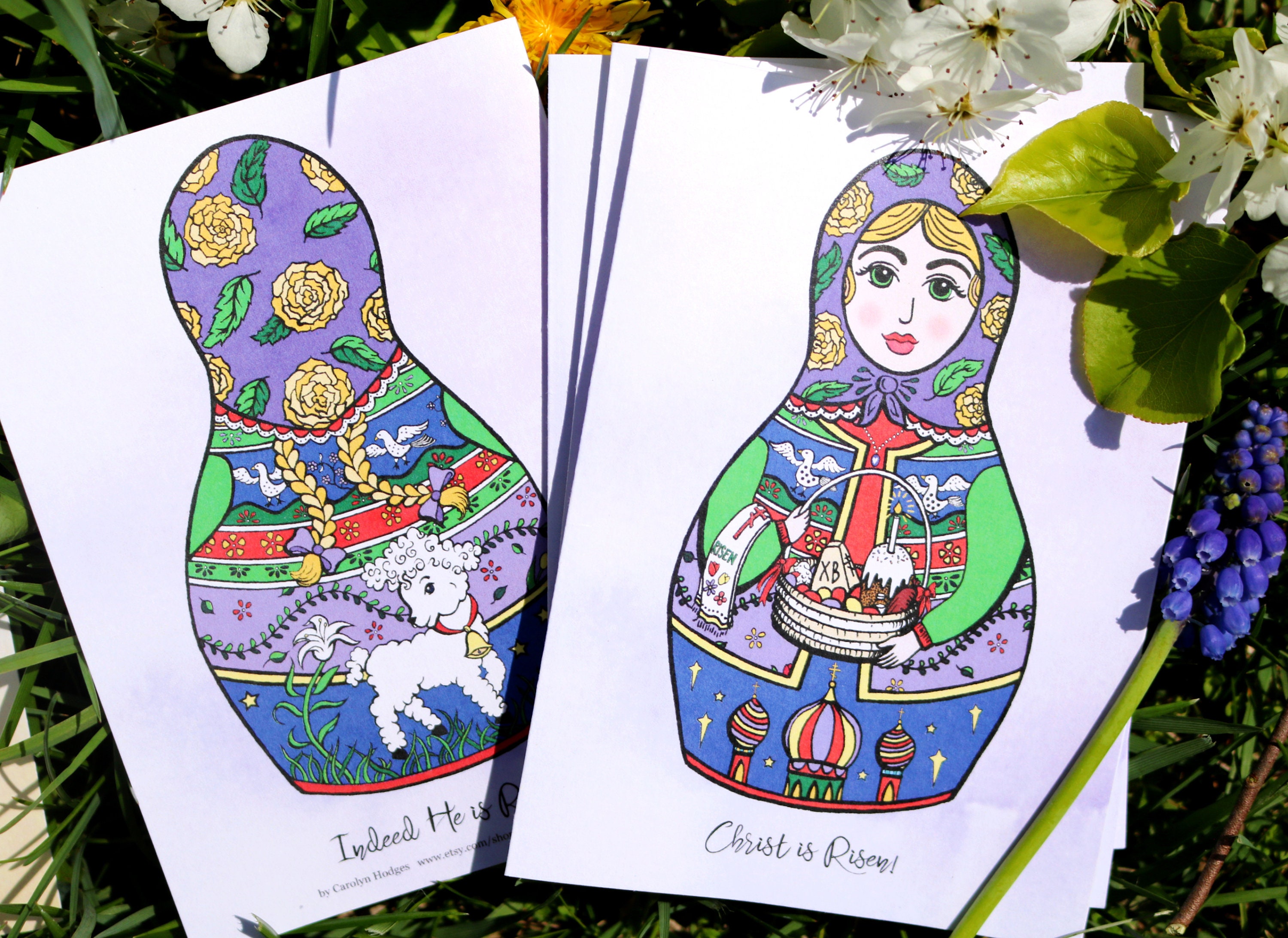 8 Karte Set Matryoshka Pascha leere Karten 4 Designs Nesting | Etsy