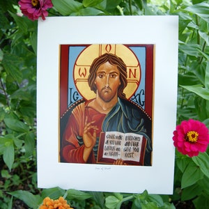 Icon of Christ matted print 5x7 or 8x10 Orthodox Artworks