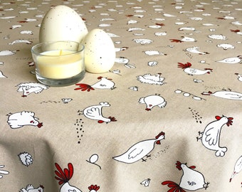 Nappe festive de Pâques ou nappe XXL jusqu'à 4,50 m de hauteur rectangulaire ou rond | douce fête | Modèle de poulet