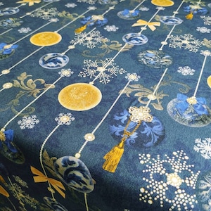 Noble tablecloth or XXL tablecloth rectangular or round noble winter decoration Advent Christmas tablecloth large long baroque blue golden yellow