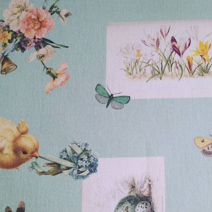 Hermoso mantel de algodón XXL de Pascua o cubierta central para decoración del hogar | largo rectangular o redondo | Color: pollito verde suave | romance antiguo