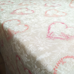 Hochwertige Mitteldecke oder XXL Tischdecke in Leinenoptik | rechteckig oder rund, lang | Farbe: naturleinen weiß rot weinrot | Blumenherz