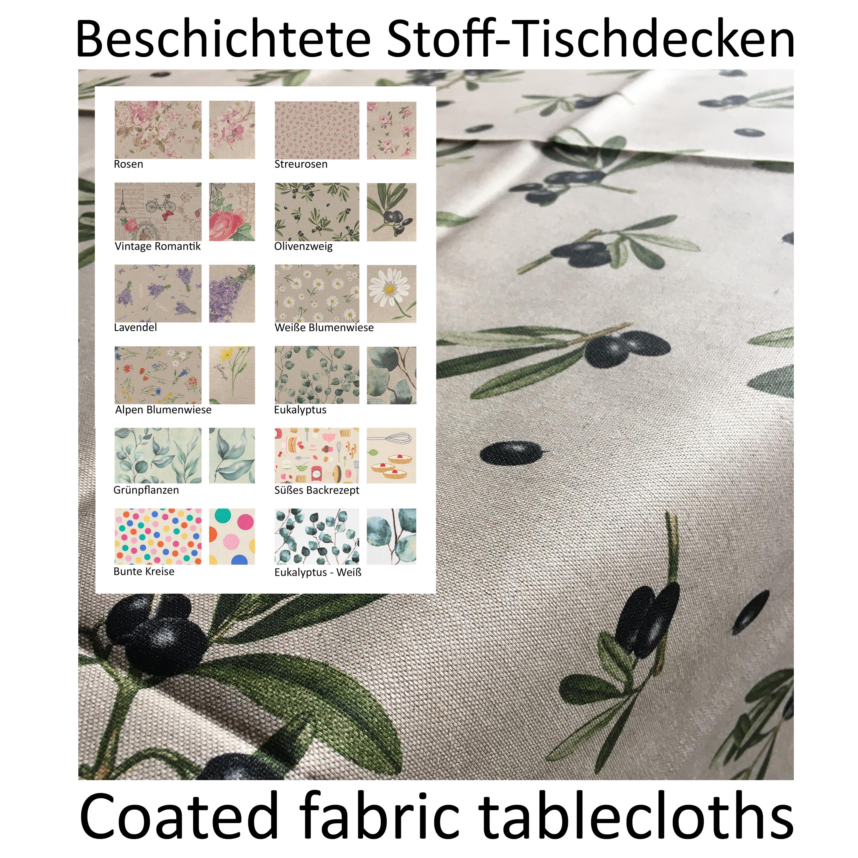Praktische Stoff-Tischdecke beschichtet | Baumwollmischgewebe | XXL-Decke oder Mitteldecke | rechteckig oder rund | groß lang | viele Motive