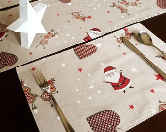 Placemats 1 to 12 pcs. Christmas table decoration Christmas table placemats placemats Christmas decoration Advent Santa Claus Elche stars