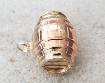 Vintage 9ct Gold Barrel Charm by Fred Manshaw | Mid Century Jewelry