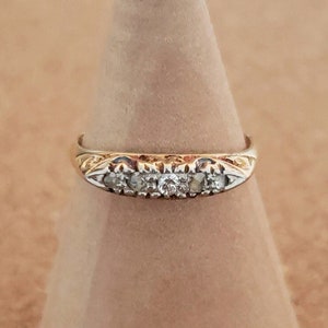 Antique 18ct Gold and Diamond Ring, Art Deco Jewelry | Ring Size UK=O USA=7