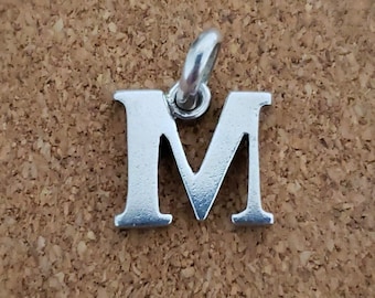 Vintage Sterling Silver Initial 'M' Pendant | Letter Jewelry