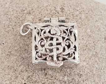 Vintage Sterling Silver Treasure Chest Charm, Keepsake Charm | Mid Century Jewelry