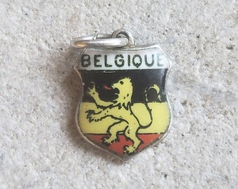 Vintage Silver and Enamel Belgique Shield Charm | Belgium Souvenir