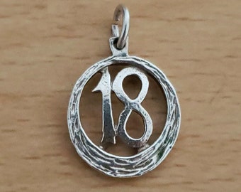 Vintage Sterling Silver 18th Birthday Charm Pendant | Mid Century Jewelry