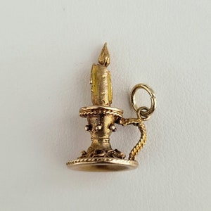 Vintage 9ct Gold Candlestick Charm by Fred Manshaw | Mid Century Jewelry